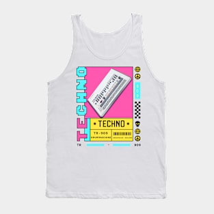 TECHNO  - TR 909 Drum Machine (black/blue/pink) Tank Top